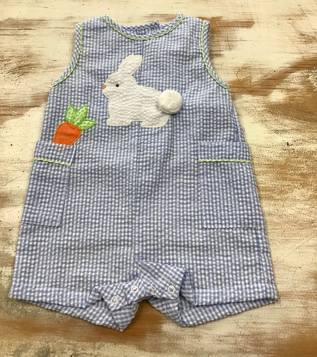 Blue Seersucker Bunny JonJon