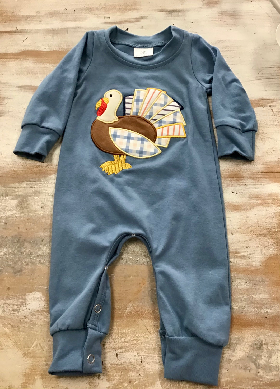 Blue Pattern Turkey Romper