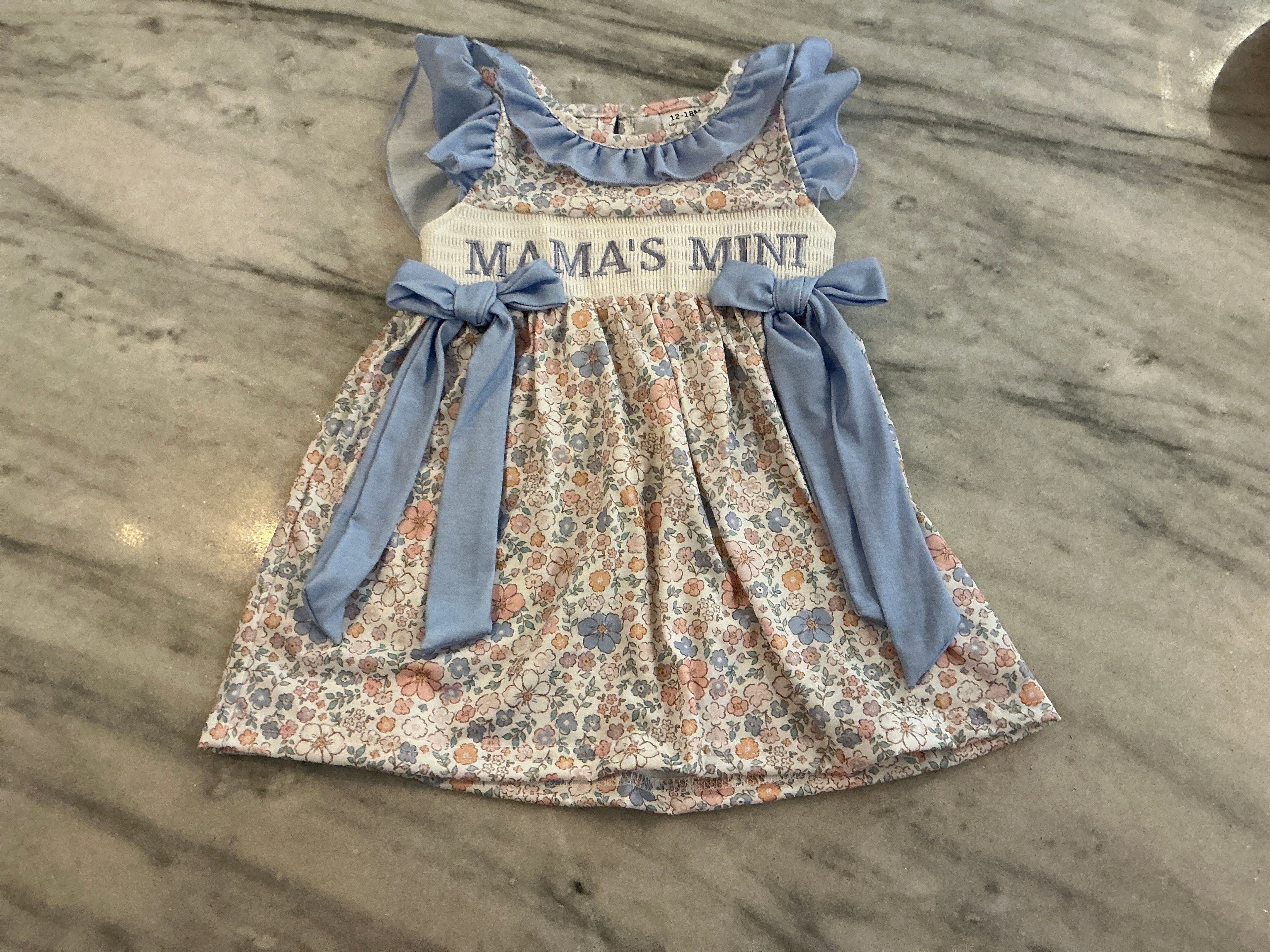 Blue Floral Mama's Mini Dress