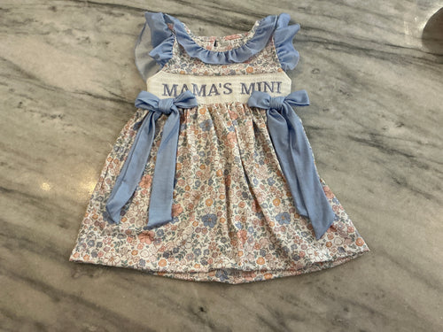 Blue Floral Mama's Mini Dress
