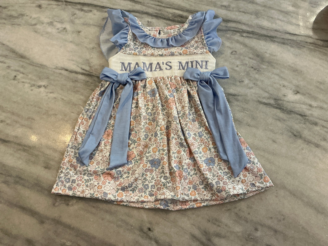 Blue Floral Mama's Mini Dress