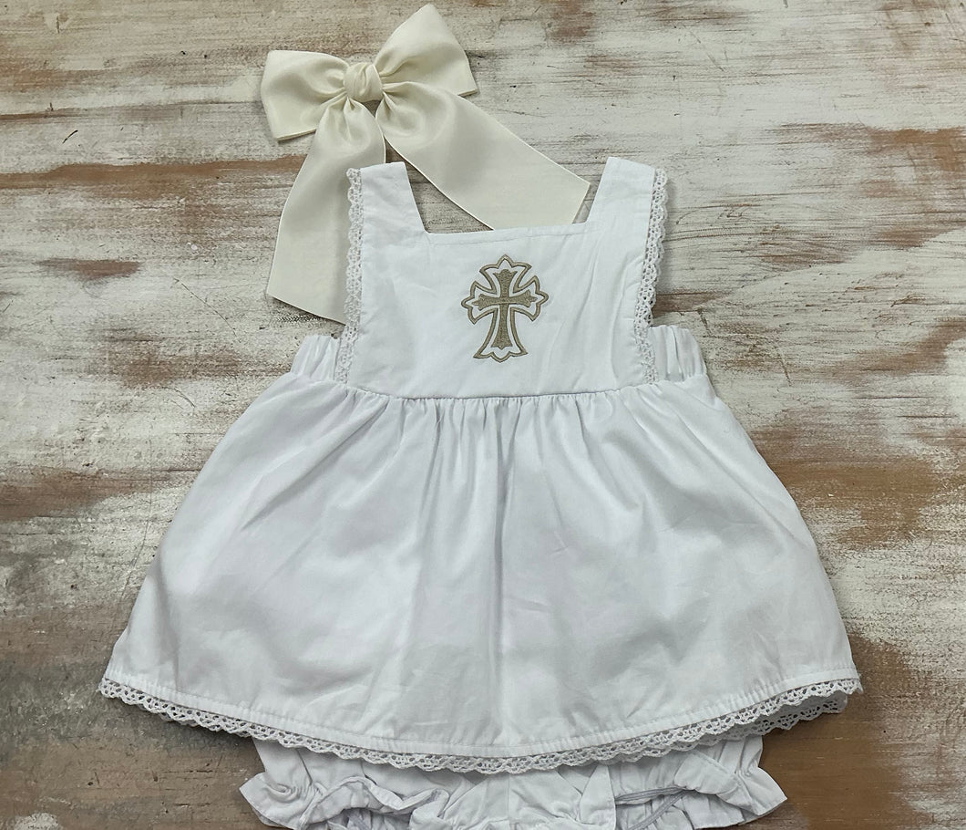 White Cross Bloomer Set
