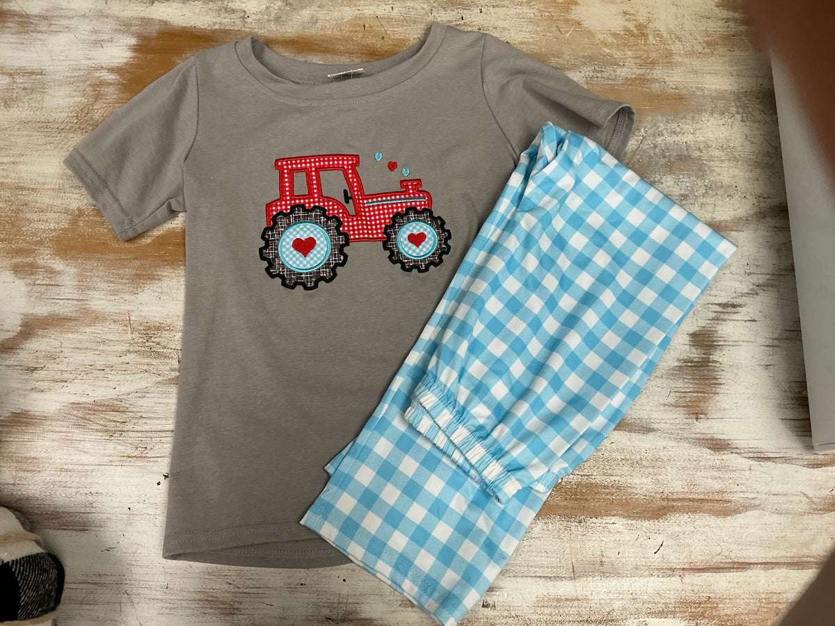 Plaid Heart Tractor Set