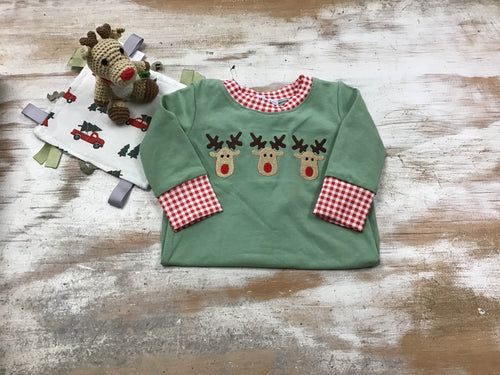 Green Reindeer Romper
