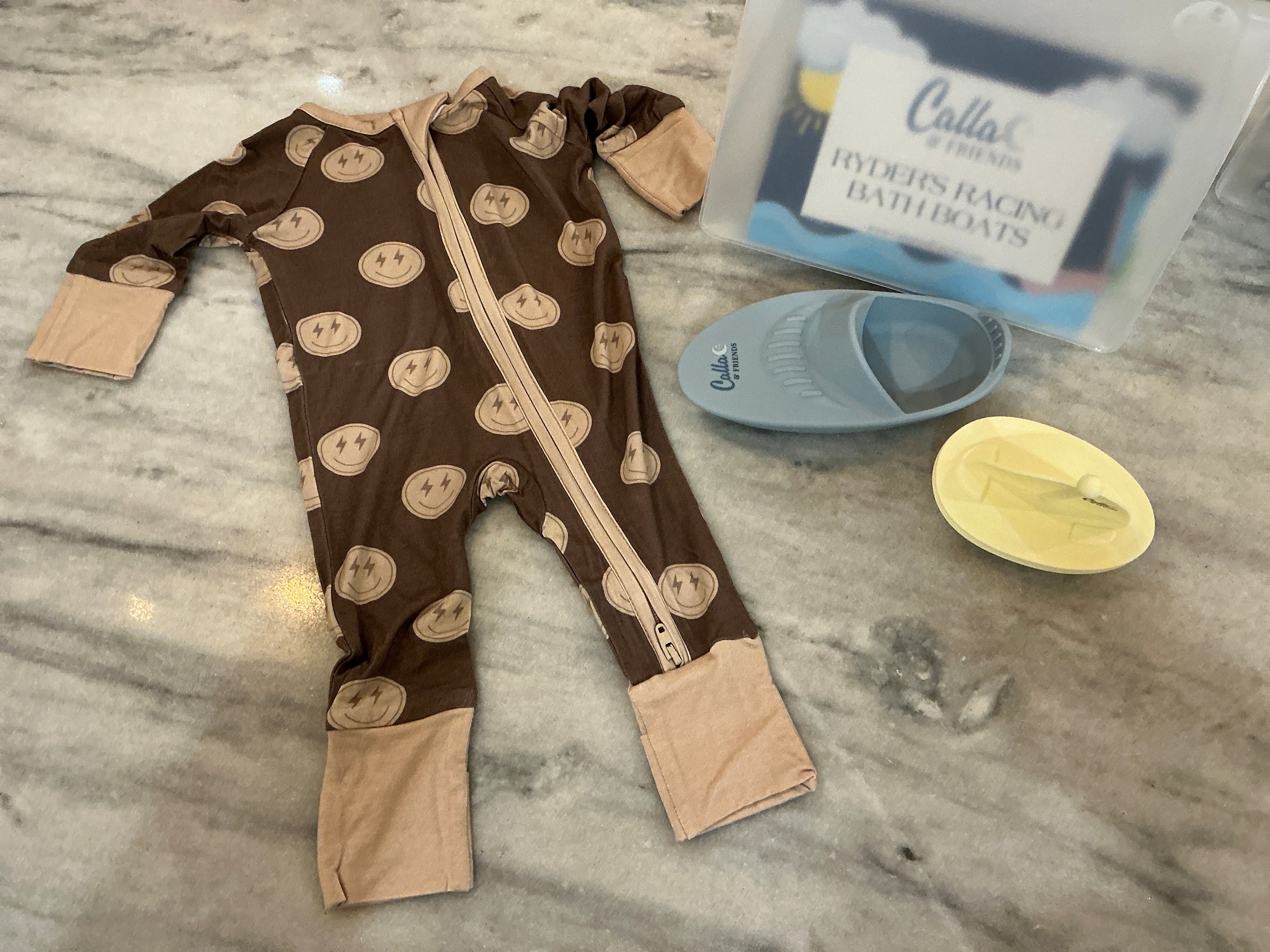 Neutral Smiley Zip PJ