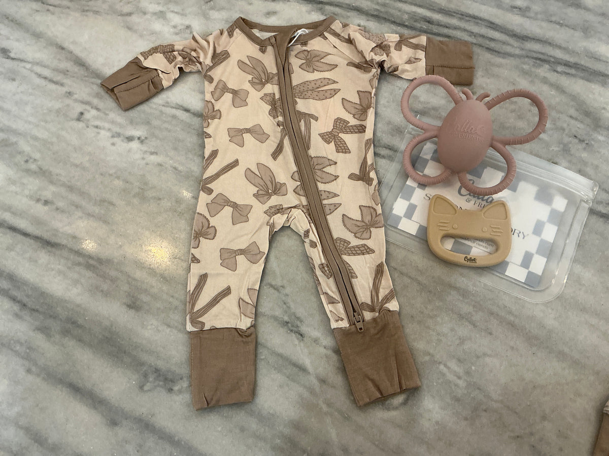 Neutral Bow Zip PJ