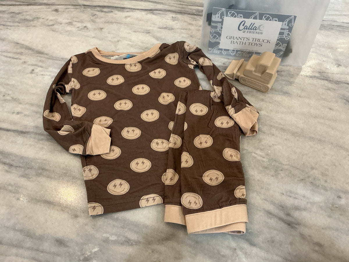 Neutral Smiley PJ Set