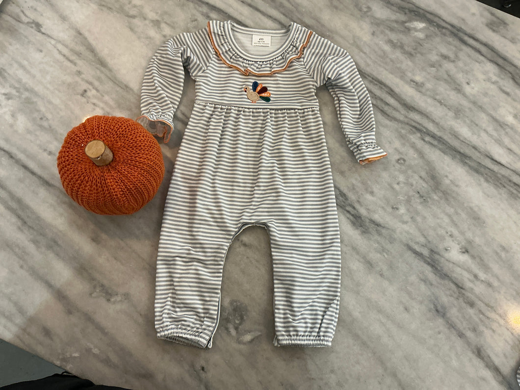 Stripe Ruffle Turkey Romper