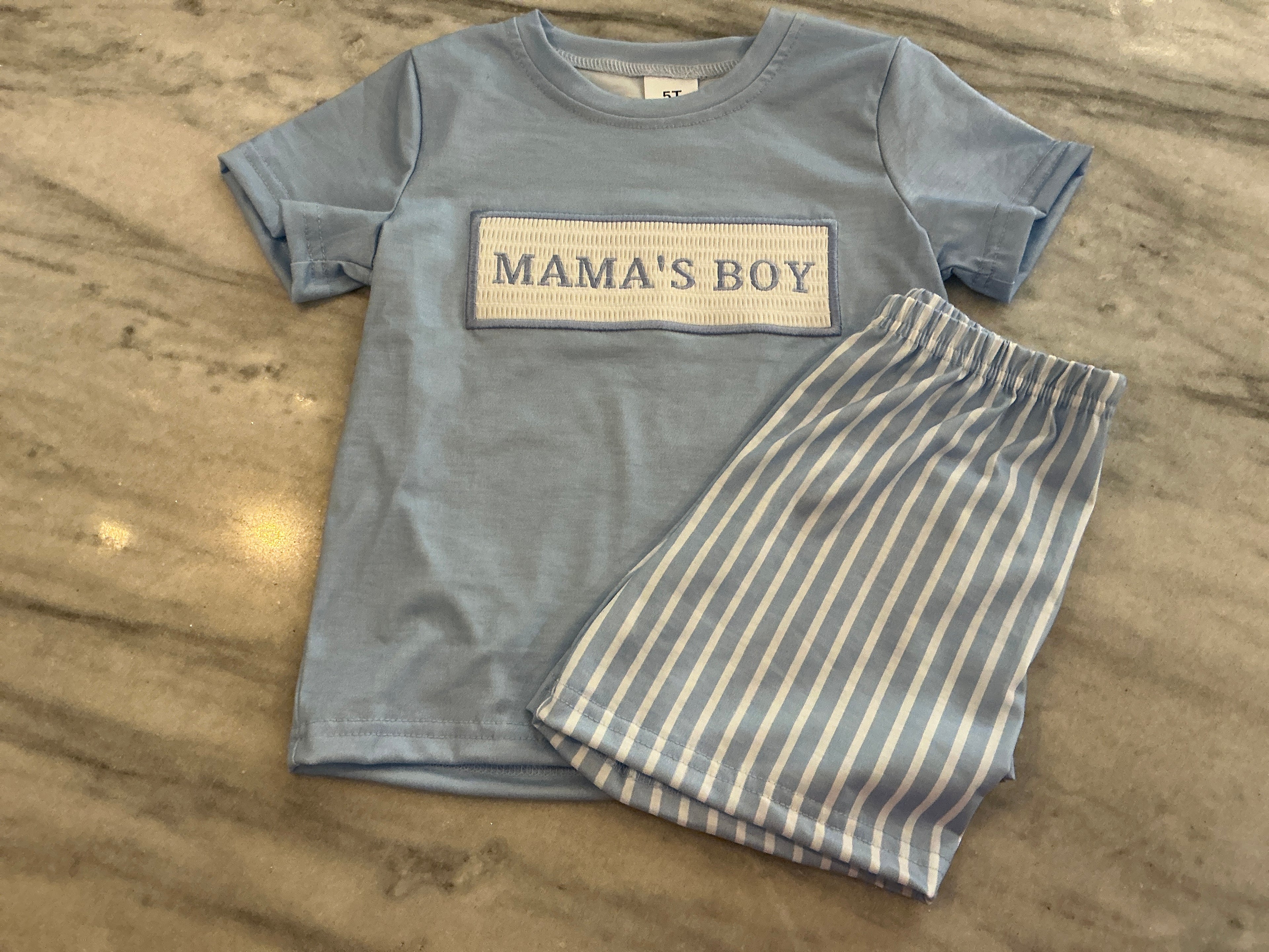 Mama's Boy Blue Stripe Set