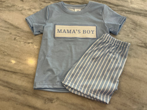 Mama's Boy Blue Stripe Set