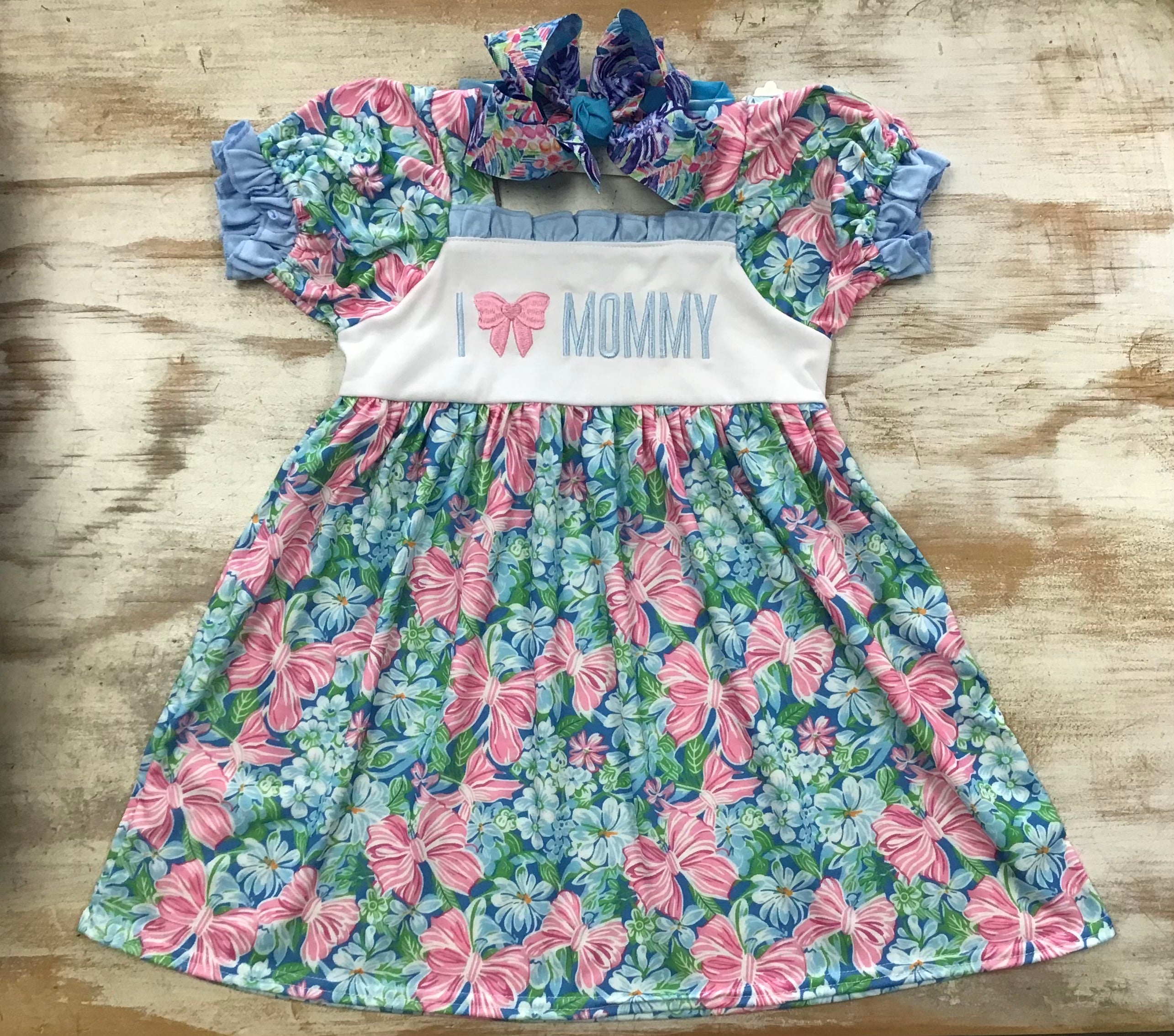 Blue I Love Mommy Dress