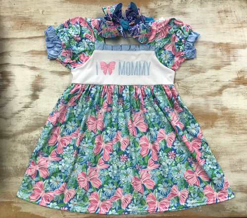 Blue I Love Mommy Dress