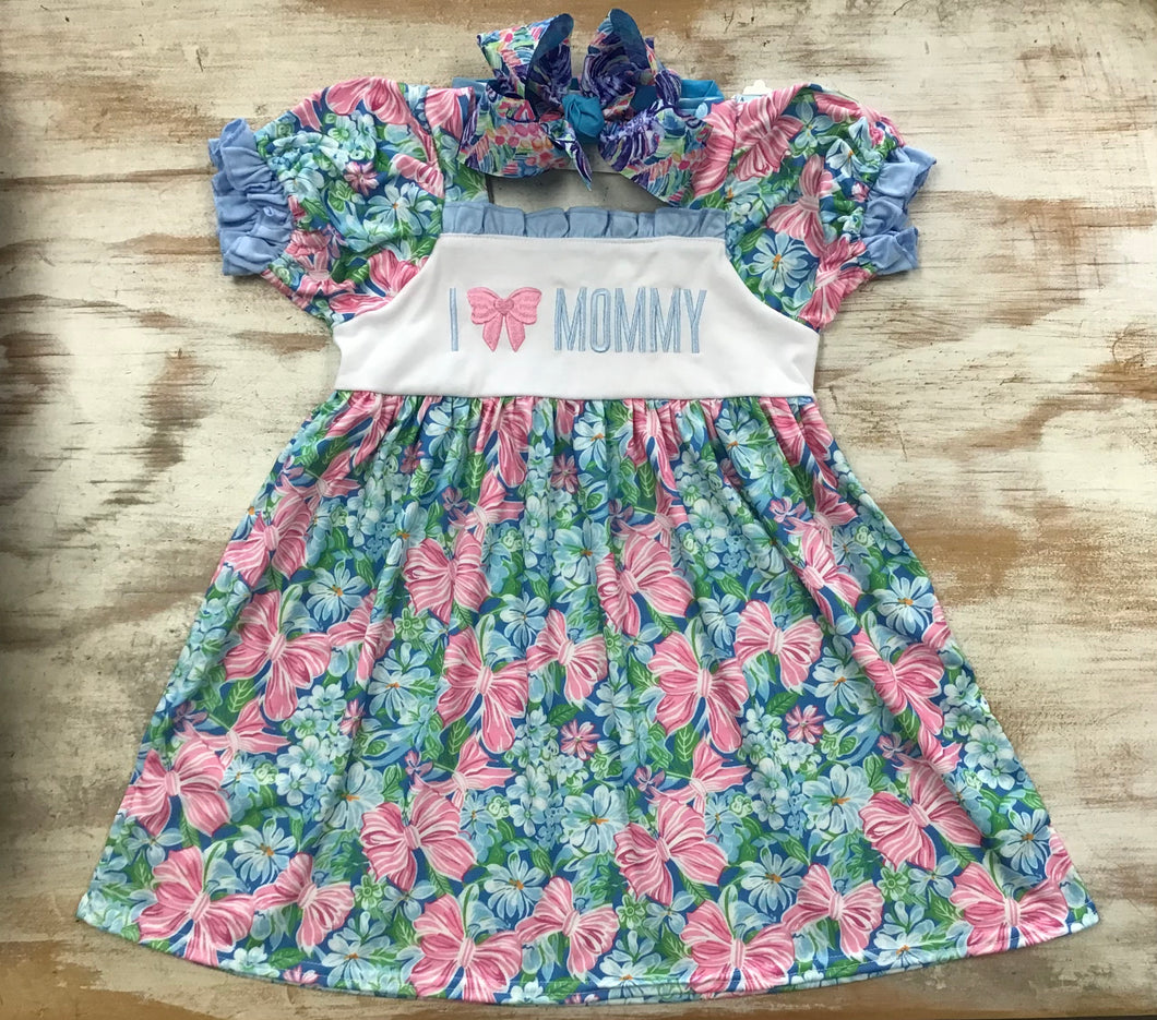 Blue I Love Mommy Dress