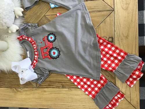 Plaid Heart Tractor Set
