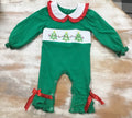 Green Tree/Red Bow Romper