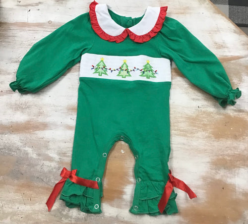 Green Tree/Red Bow Romper