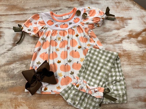 Green Plaid Pumpkin Set
