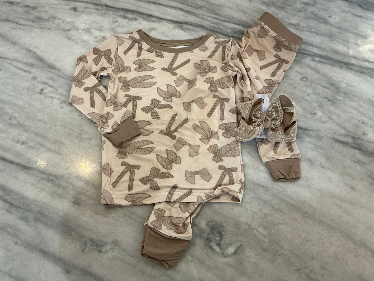 Neutral Bows PJ Set