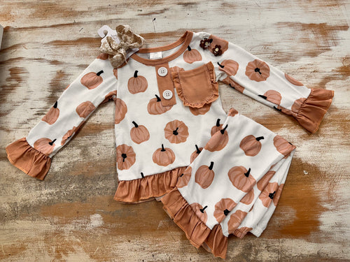 Ruffle Pumpkin PJ Set