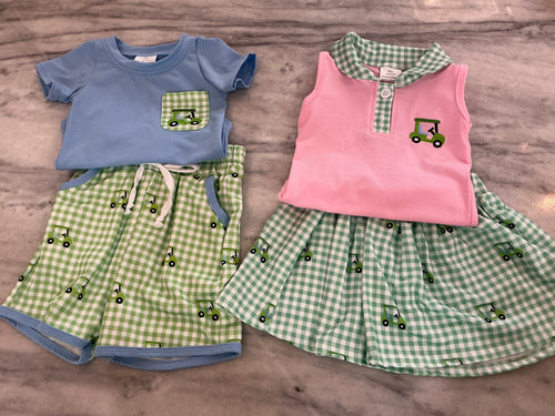 Green Gingham Golf Set