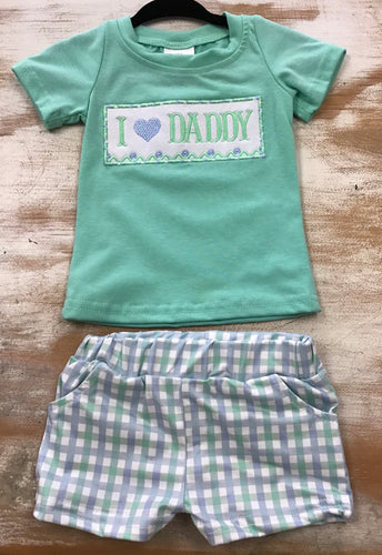 I Love Daddy Plaid Set