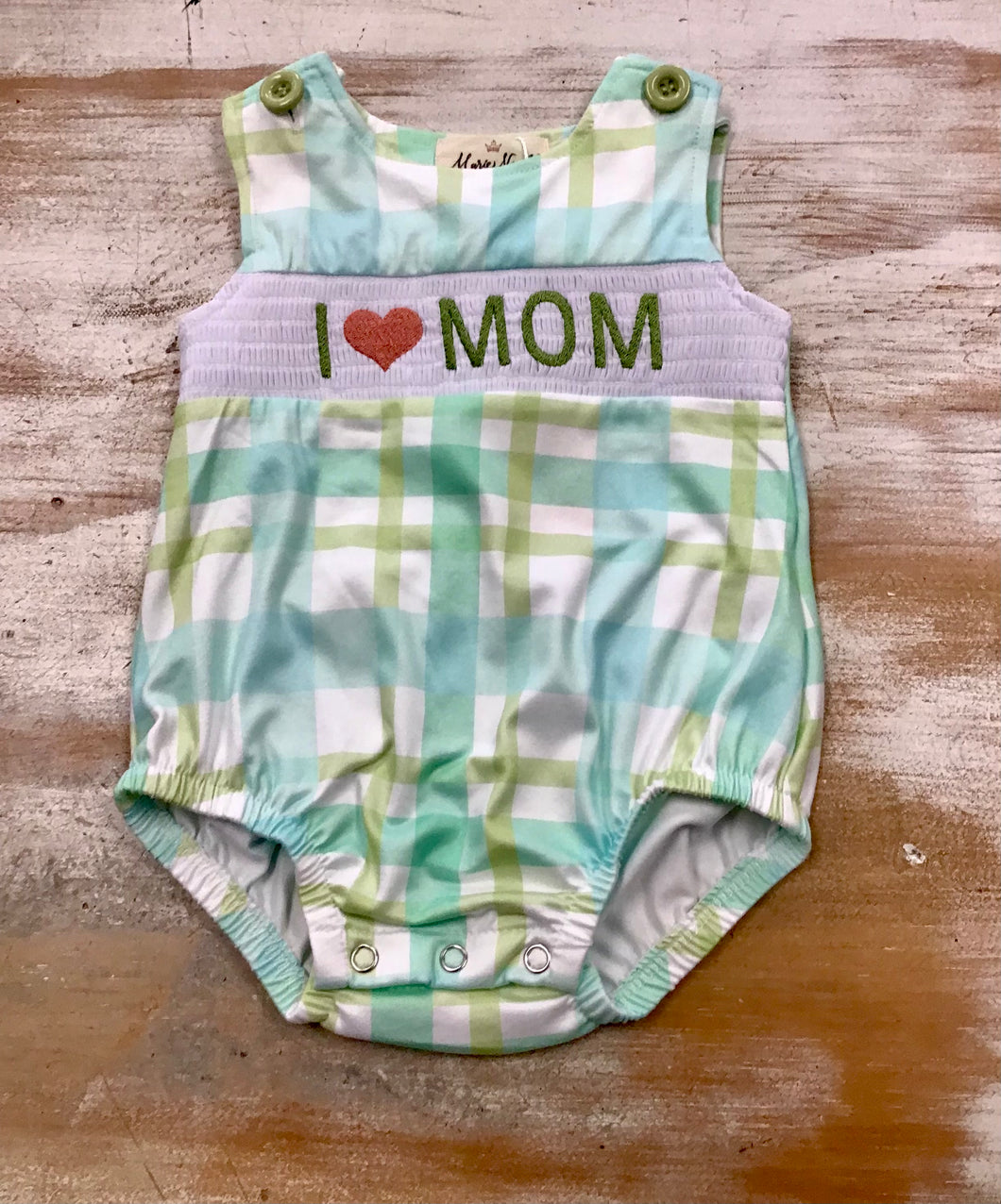 I Love Mom Plaid Bubble