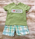 I Love Mom Plaid Set