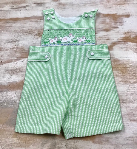 Green Seersucker Bunny JonJon