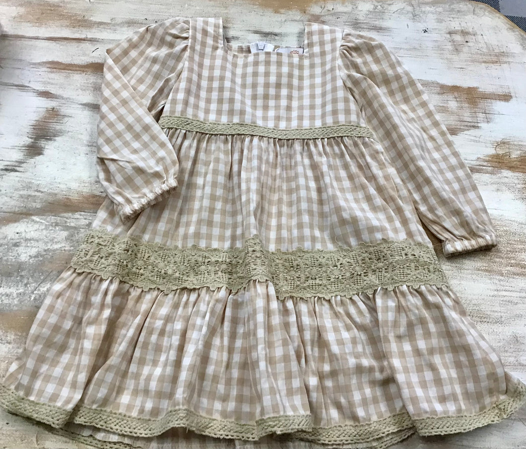 Tan Gingham Dress