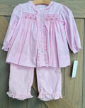 Pink Smocked Girls LS Pant Set
