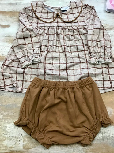 Brown Plaid Bloomer Set