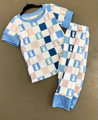 Blue Plaid Bunny PJs