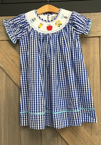 Blue Smocked School Dress