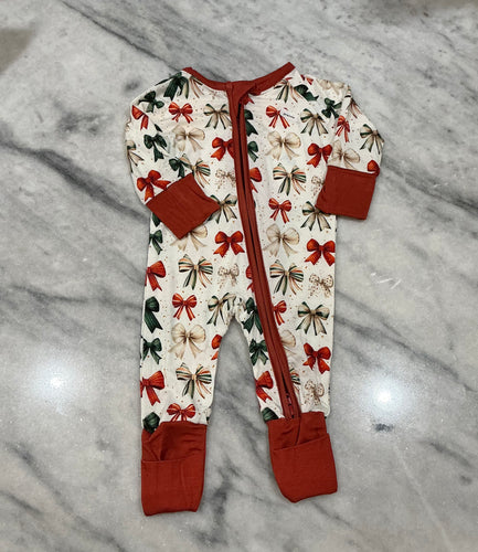 Holiday Bow Zip PJ