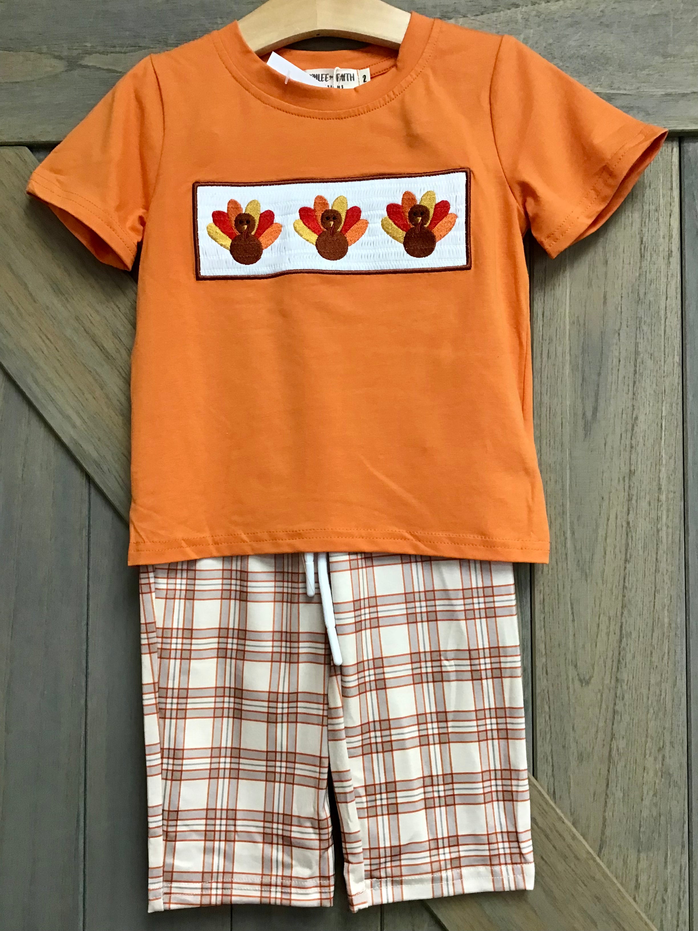 Orange Plaid Turkey Set