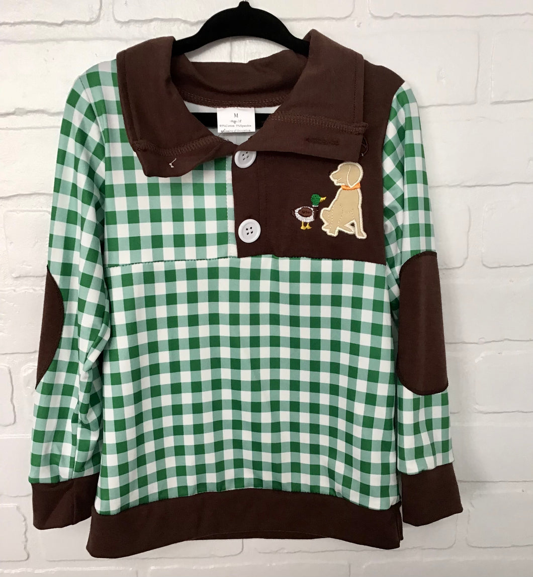 Green Gingham Pullover