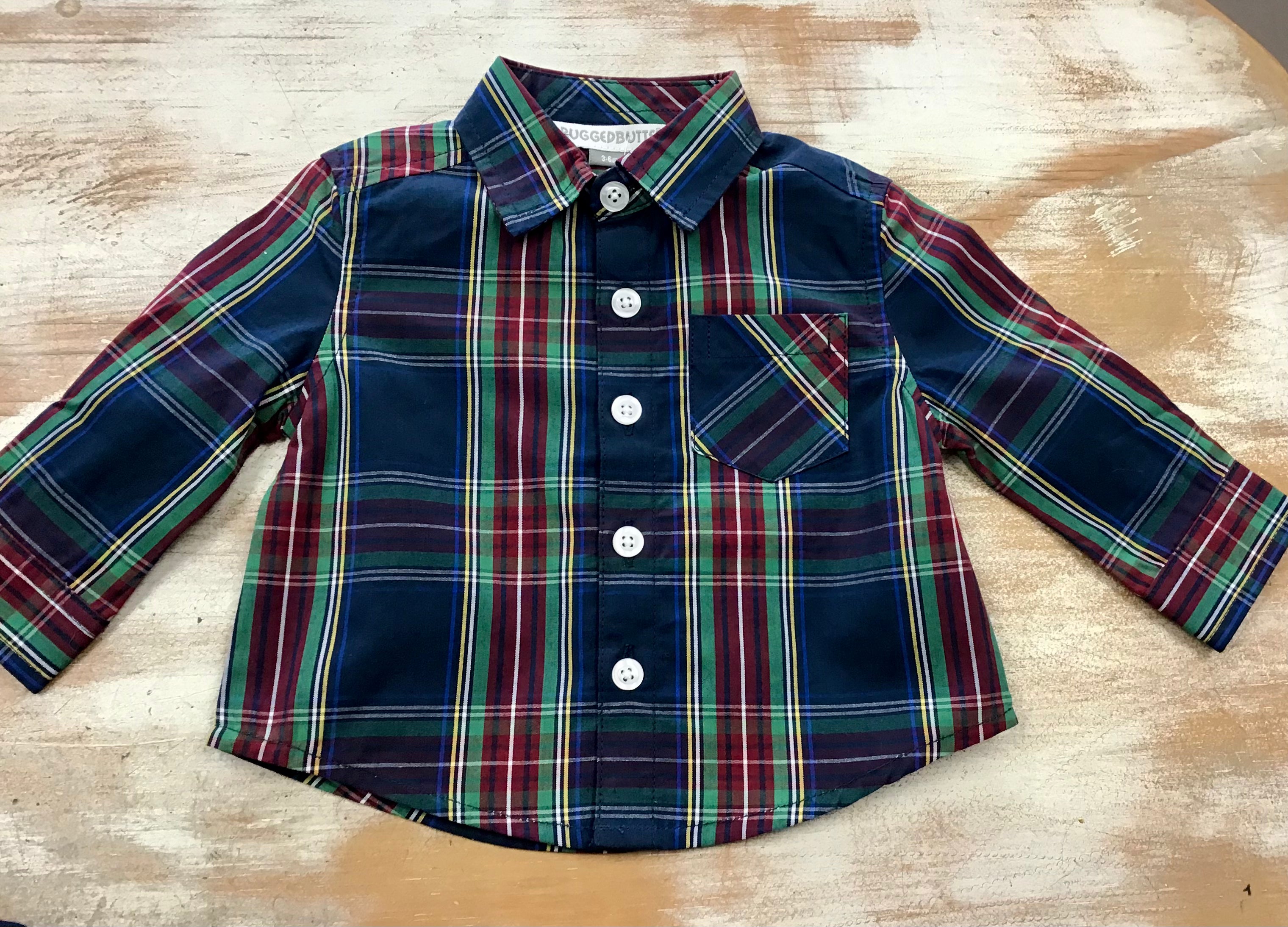 Navy Plaid Button Up
