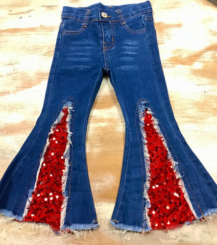 Red Sequin Jeans