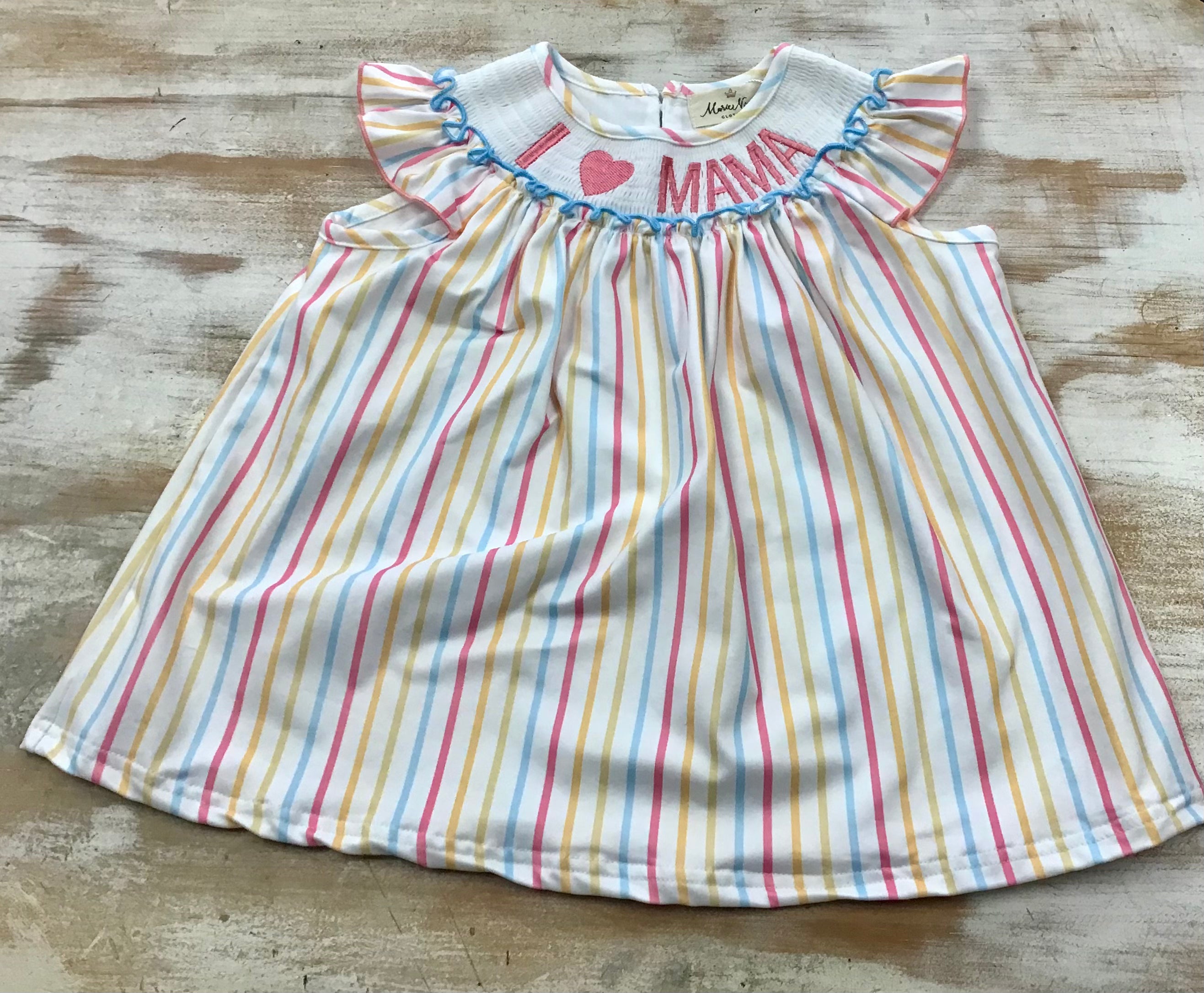 Striped I Love Mama Dress