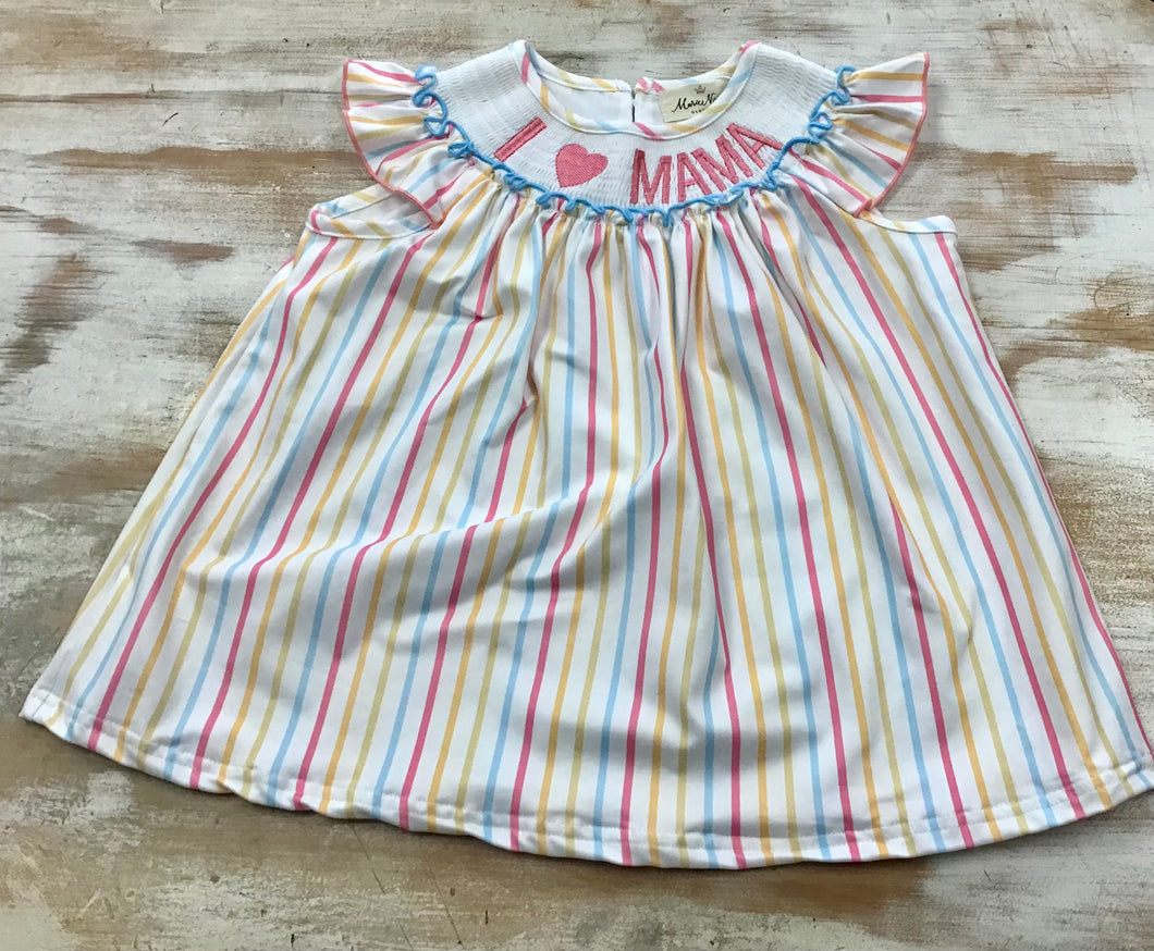 Striped I Love Mama Dress