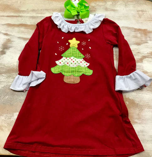 Red Tree Ruffle Dress