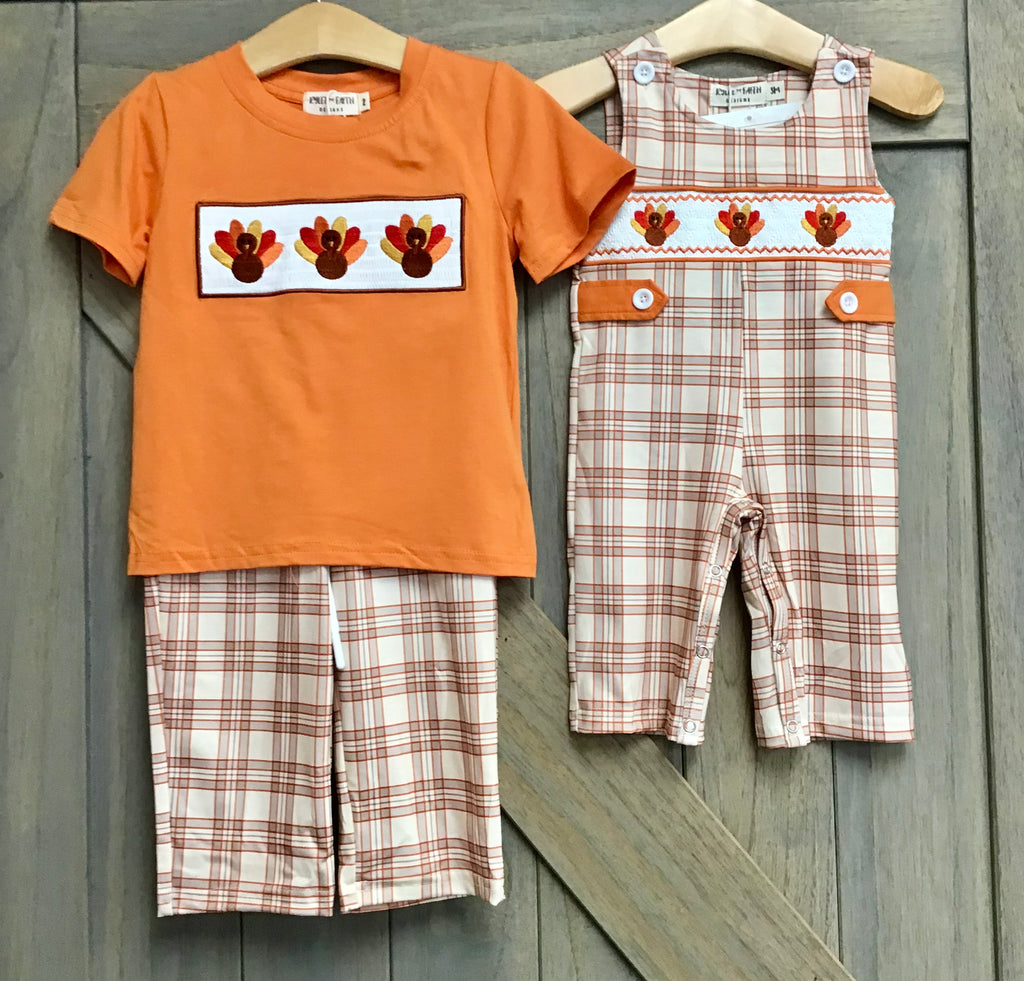 Orange Plaid Turkey Set