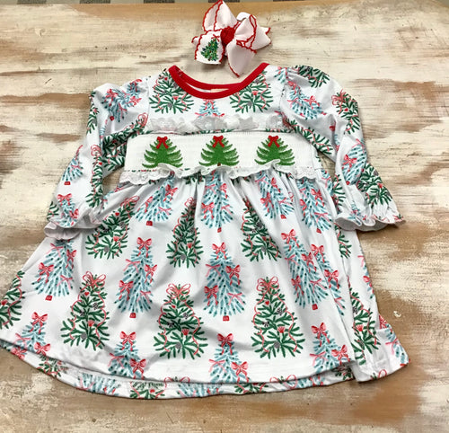 Evergreen Smocked Dress