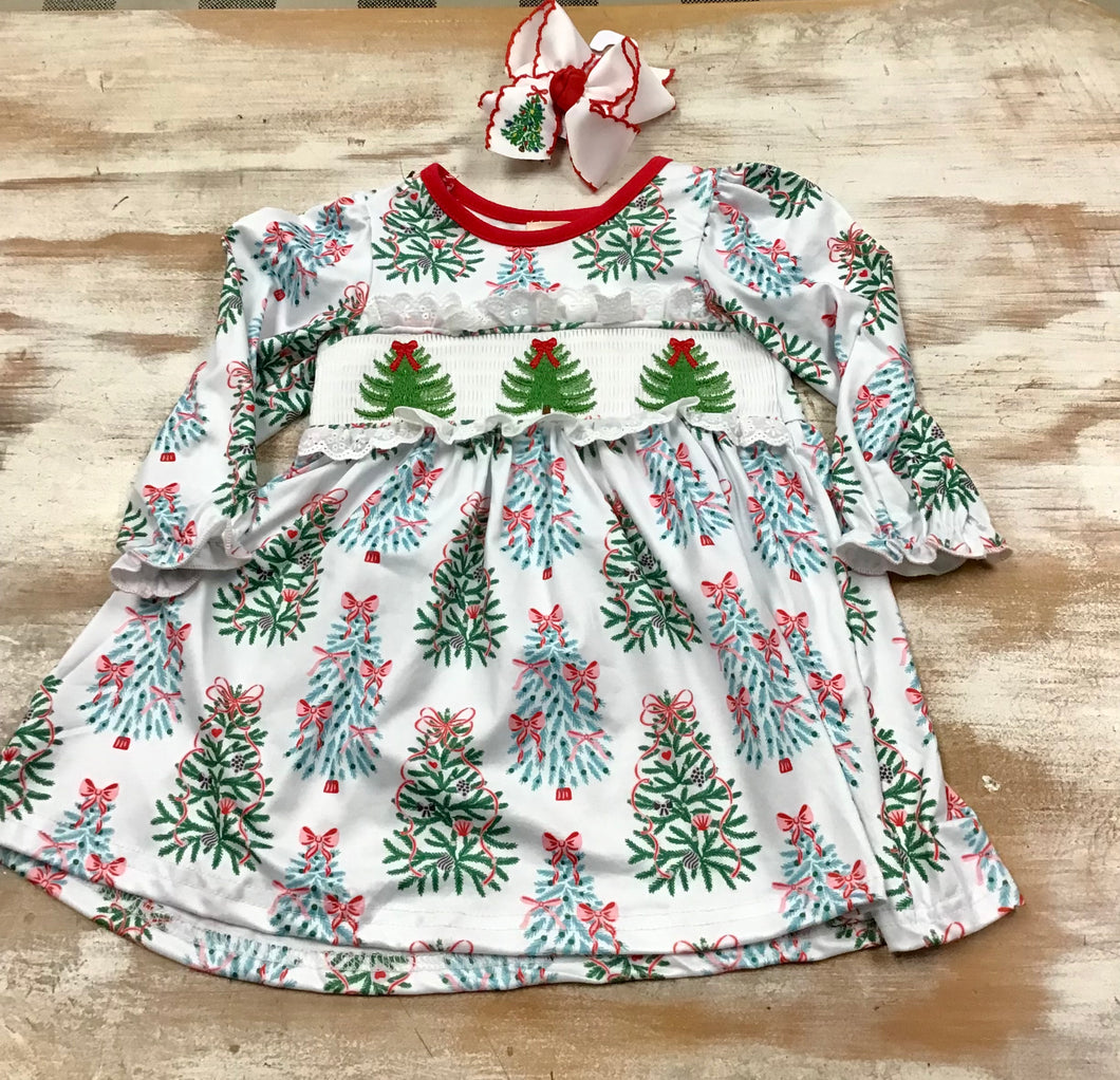 Evergreen Smocked Dress