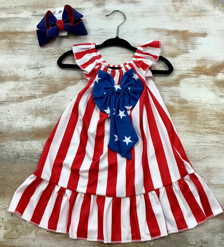Red Stripe Bow Dress