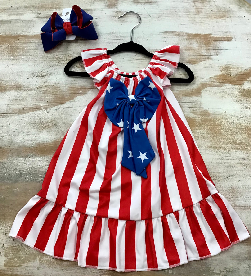 Red Stripe Bow Dress