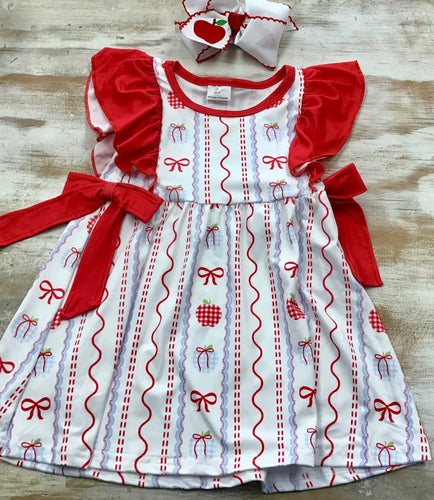 Red Apple Bow Dress