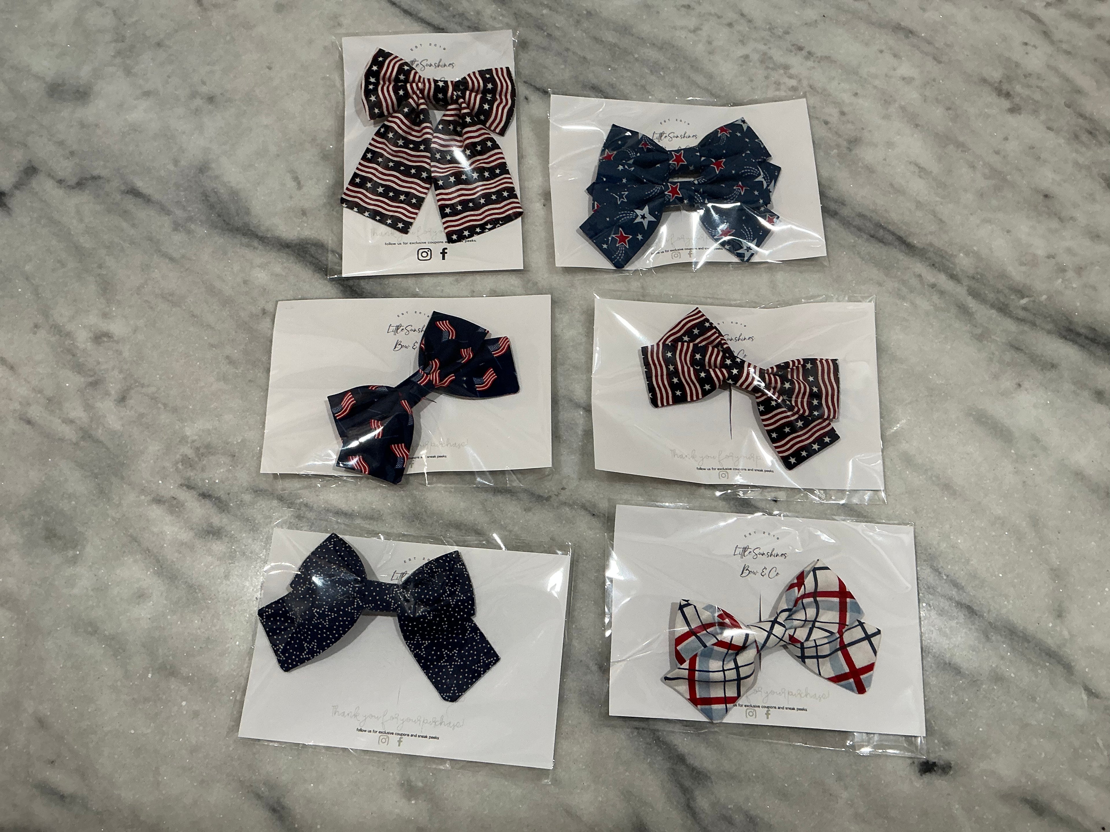 USA Star or Plaid Hair Clips