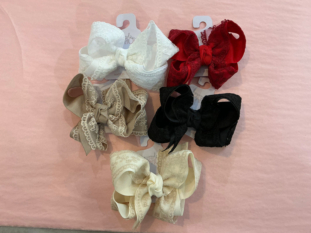 Large Lace Bow On Clip