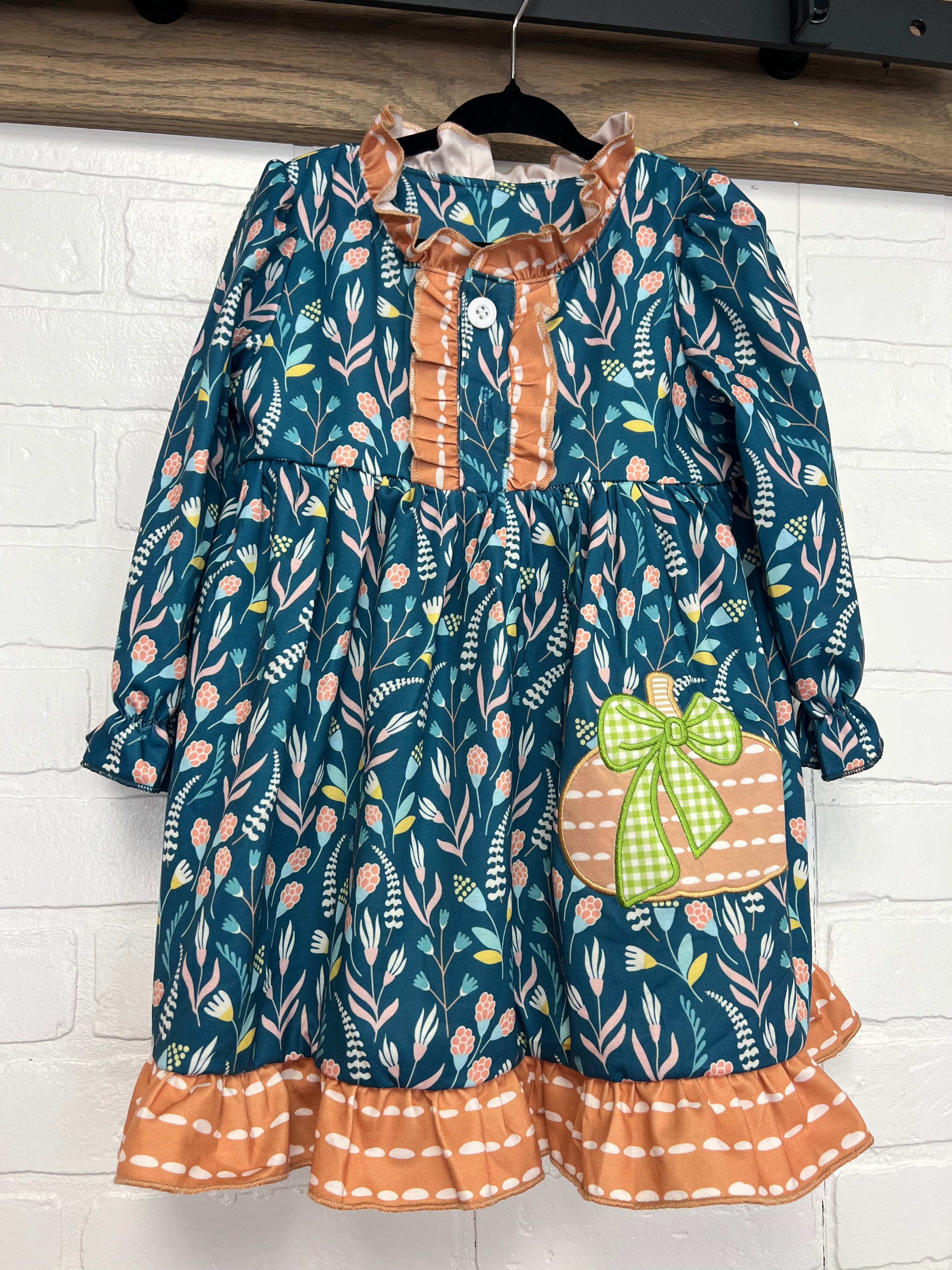 Navy Floral Pumpkin Dress